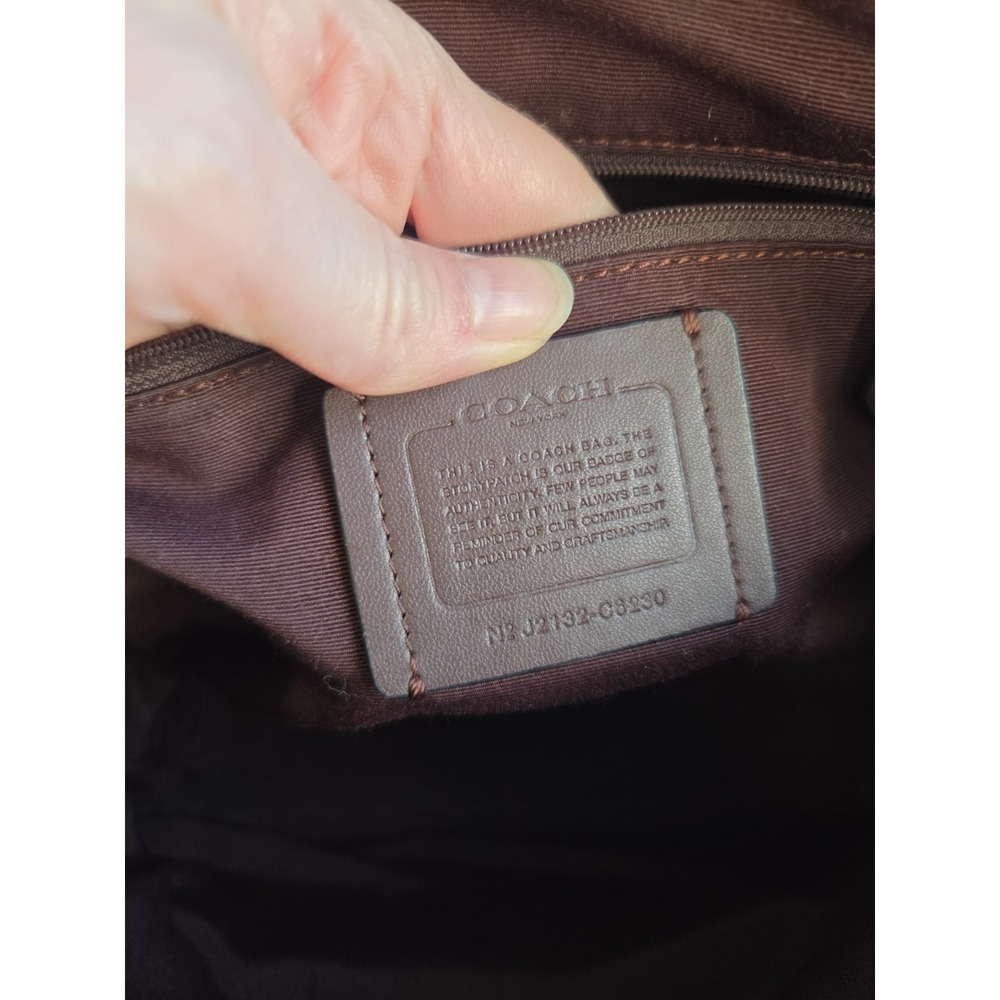 Coach KACEY Satchel SIGNATURE Canvas + Leather C6230 Brown/Black Crossbody - Picture 7 of 10